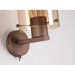 Searchlight Sweden Applique 1 lumière en métal moka et verre ambré