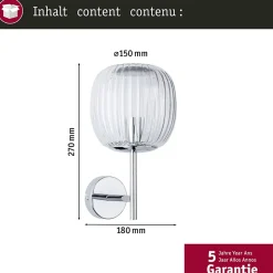 Selection Bathroom Applique Ruya IP44 E14 230V max. 20W gradable Verre Chrome