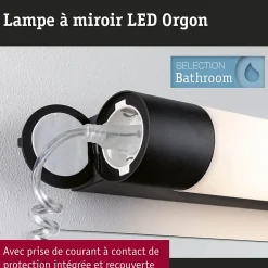 Selection Bathroom Éclairage de miroir LED Orgon Socket IP44 3000K 850lm 230V 10,5W Noir