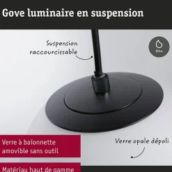 Selection Bathroom Luminaire en suspension LED Gove IP44 3000K 900lm 9W Noir mat Satiné