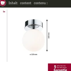 Selection Bathroom Plafonnier LED Gove IP44 3000K 400lm 230V 5W Chrome Satiné