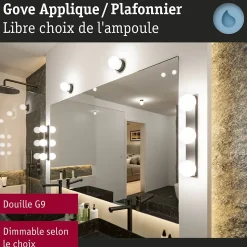 Selection Bathroom Plafonnier Gove IP44 G9 230V max. 20W gradable Noir mat Satiné