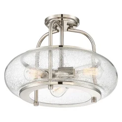 Semi-plafonnier Elstead Trilogy à 3 ampoules, nickel brossé, E27