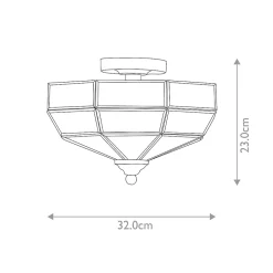 Semi-plafonnier Old Park 2 lumières - Laiton poli