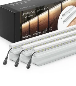 Set éclairage ext. pour clôture en Bois - 3 Barettes lumineuse 1733 m/m Argent - 1 transformateur et 1 prolongateur