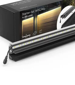 Set éclairage ext. pour clôture PVC/Aluminium - 1 Barette lumineuse 1733 m/m Anthracite - 1 transformateur et 1 prolongateur