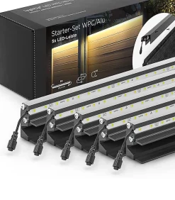 Set éclairage ext. pour clôture PVC/Aluminium - 5 Barettes lumineuse 1733 m/m Anthracite - 1 transformateur et 1 prolongateur