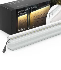 Set éclairage ext. pour clôture PVC/Aluminium - 1 Barette lumineuse 1733 m/m Argent - 1 transformateur et 1 prolongateur