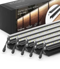 Set éclairage ext. pour clôture en Bois - 5 Barettes lumineuse 1733 m/m Anthracite - 1 transformateur et 1 prolongateur