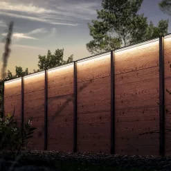 Set éclairage ext. pour clôture en Bois - 5 Barettes lumineuse 1733 m/m Anthracite - 1 transformateur et 1 prolongateur