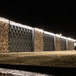 Set d'éclairage pour clôture en métal/gabion : 1x Barette LED de Lg. 2460 m/m Anthracite, 1 tranformateur EU, 1 prolongateur