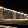 Set d'éclairage pour clôture en métal/gabion: 3x Barettes LED de Lg. 2460 m/m, Anodisée argent, 1 tranformateur EU, 1 prolongateur