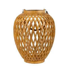 Set de 2 lampes corbeille solaires Cesto rotin synthétique naturel capteur crépuscule blanc chaud H 24cm extérieur