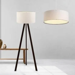 Set de 2 luminaires Scunthorpe suspension et lampadaire E27 crème lux.pro