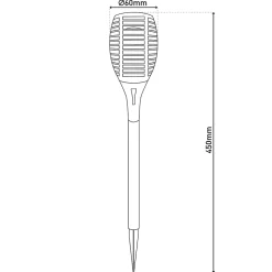 Set de 3 piquets LED 'Torche' 58 cm en plastique gris, avec LED intégrée, lampe solaire pour l'extérieur