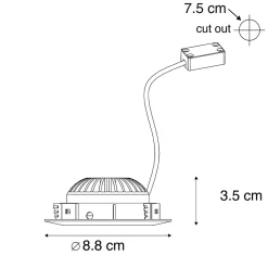 Set de 3 spots encastrés en acier avec LED IP44 - Relax LED