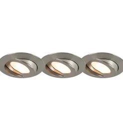 Set de 3 spots encastrés en acier avec LED IP44 - Relax LED