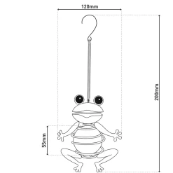 Set de 2 suspensions décoratives solaires 'Grenouille' d'environ 20 cm de haut, en fer peint, avec capteur crépusculaire