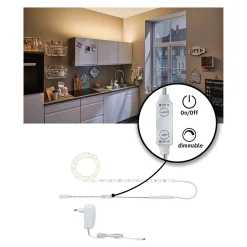 SimpLED Power Strip LED Blanc chaud avec Dimm/Switch Kit complet 1,5m revêtue 17W 1100lm/m 72 LEDs/m 3000K 24VA