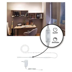 SimpLED Power Strip LED Blanc neutre avec Dimm/Switch Kit complet 1,5m revêtue 17W 1100lm/m 72 LEDs/m 4000K 24VA