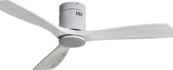 Sofucor Ventilateur de plafond de 132 cm, Télécommande Sans lumière Argent et gris