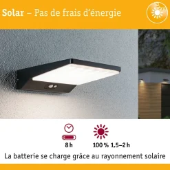 Solar Applique d'extérieur LED Ronas Détecteur de mouvement IP44 3000K 320lm Gris foncé
