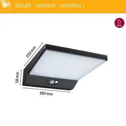 Solar Applique d'extérieur LED Ronas Détecteur de mouvement IP44 3000K 320lm Gris foncé