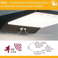 Solar Applique d'extérieur LED Ronas Détecteur de mouvement IP44 3000K 320lm Gris foncé