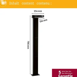 Solar Borne lumineuse LED Ryse Détecteur de mouvement IP44 3000K 30lm Anthracite