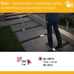 Solar Encastré de sol LED Aron Détecteur de mouvement IP67 3000K 40lm Blanc