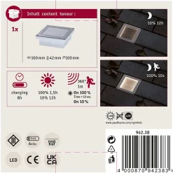 Solar Encastré de sol LED Aron Détecteur de mouvement IP67 3000K 12lm Blanc