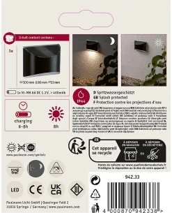Solar Luminaire d'allée LED Elliot IP44 3000K 5lm Anthracite