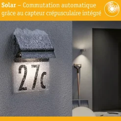 Solar Numéro de maison lumineux LED Neda IP44 3000K 14lm Noir