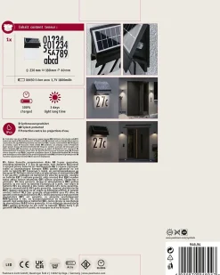 Solar Numéro de maison lumineux LED Neda IP44 3000K 14lm Noir