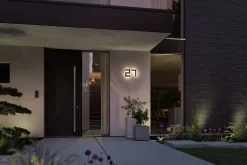 Solar Numéro de maison lumineux LED avec batterie interchangeable Numéro 0 IP44 3000K 6lm Noir