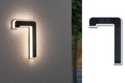 Solar Numéro de maison lumineux LED avec batterie interchangeable Numéro 7 IP44 3000K 6lm Noir