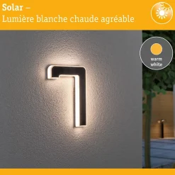 Solar Numéro de maison lumineux LED avec batterie interchangeable Numéro 7 IP44 3000K 6lm Noir