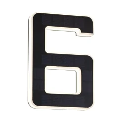 Solar Numéro de maison lumineux LED avec batterie interchangeable Numéro 6 IP44 3000K 6lm Noir