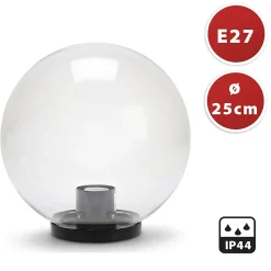 Sphère d'extérieur en PMMA, 250mm, E27, transparente