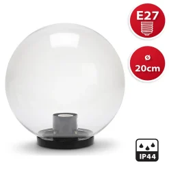 Sphère d'extérieur en PMMA, 200mm, E27, transparente