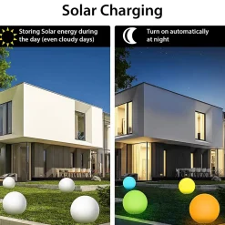 Sphère LED RGB rechargeable solaire 40cm. Avec télécommande