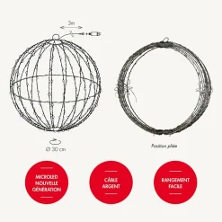 Sphère MircoLED pliable Gaia Ivoire - 180 microLED - Chromex
