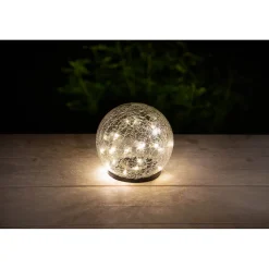 Sphère solaire effet verre brisé- Diamètre 15cm- 25 MicroLED blanche- 15 Lumens- Eclairage extérieur Jardin