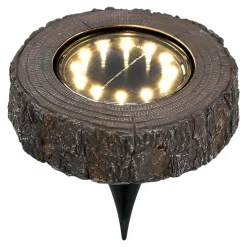 Spot à piquer solaire LED extérieur aspect tronc d’arbre 0,04 W 4 lm rechargeable IP65