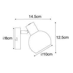 Spot Art Déco noir avec verre fumé - Vidro