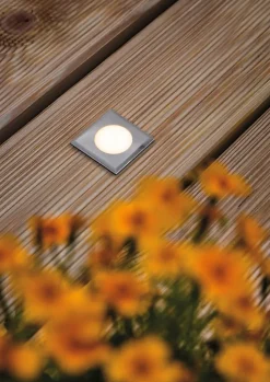 Spot carré encastrable d'extérieur solaire LED integrée acier gris IP67 2W 60lm 230V Paulmann