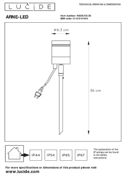 Spot de jardin ARNE-LED en acier avec 1xGU10 - Noir - Lucide