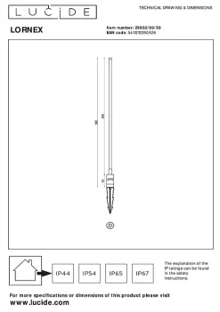 Spot de jardin LORNEX en aluminium avec LED intégré - Noir - Lucide