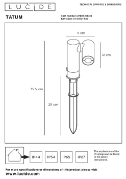 Spot de jardin TATUM en aluminium avec LED intégré - Anthracite - Lucide