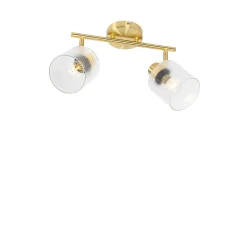 Spot de plafond doré avec verre 2 lumières orientable - Laura
